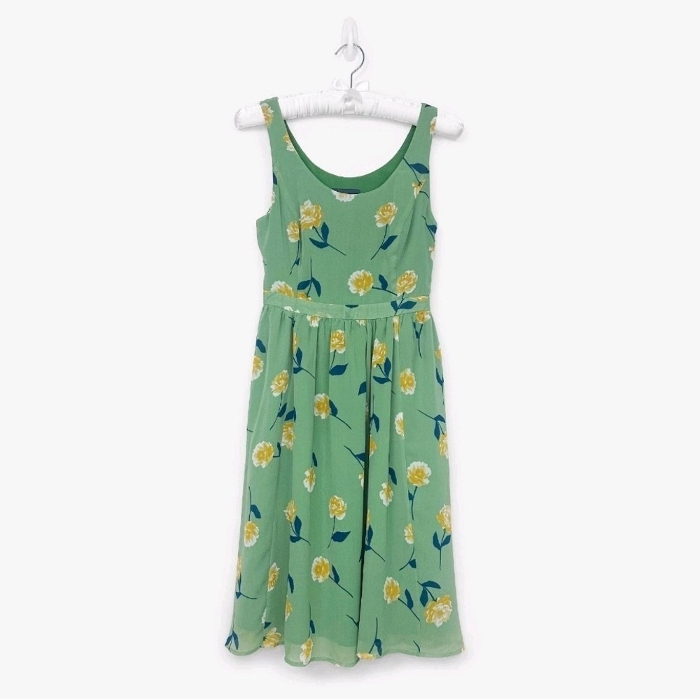 ModCloth Freeing Feeling Midi‎ Dress Size M Green Floral Romantic Cottagecore
